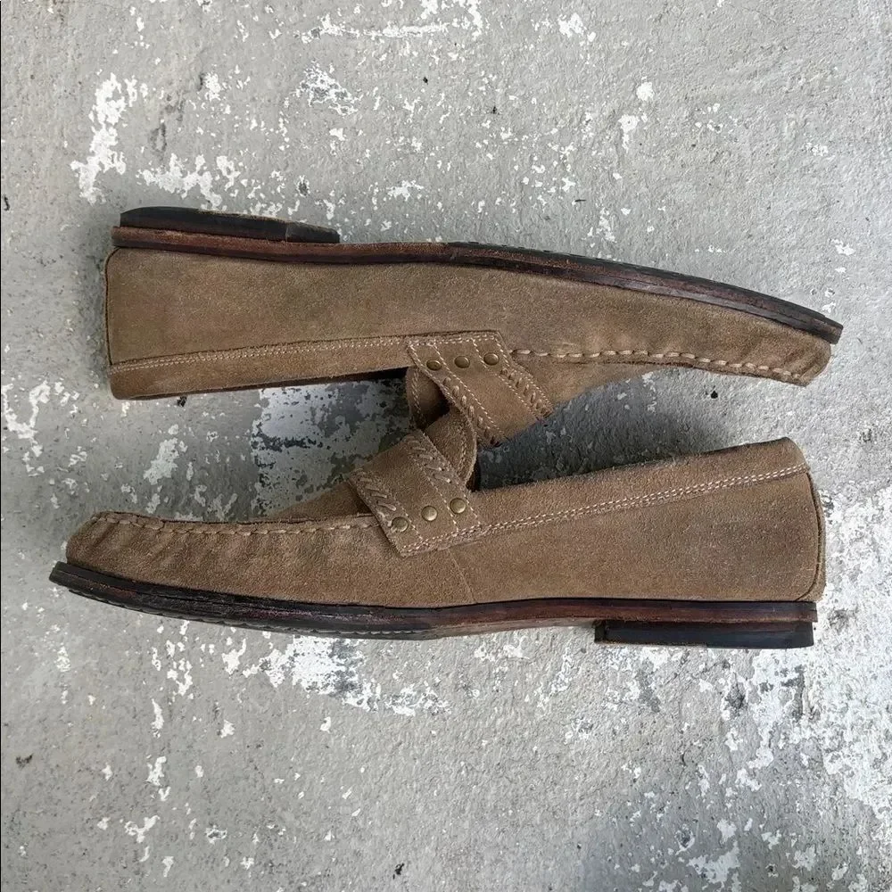 John Varvatos sandstone suede slip ons